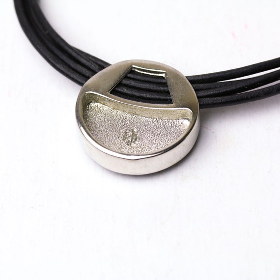 Vintage Silver Plated Ralph Lauren Leather Choker… - image 3