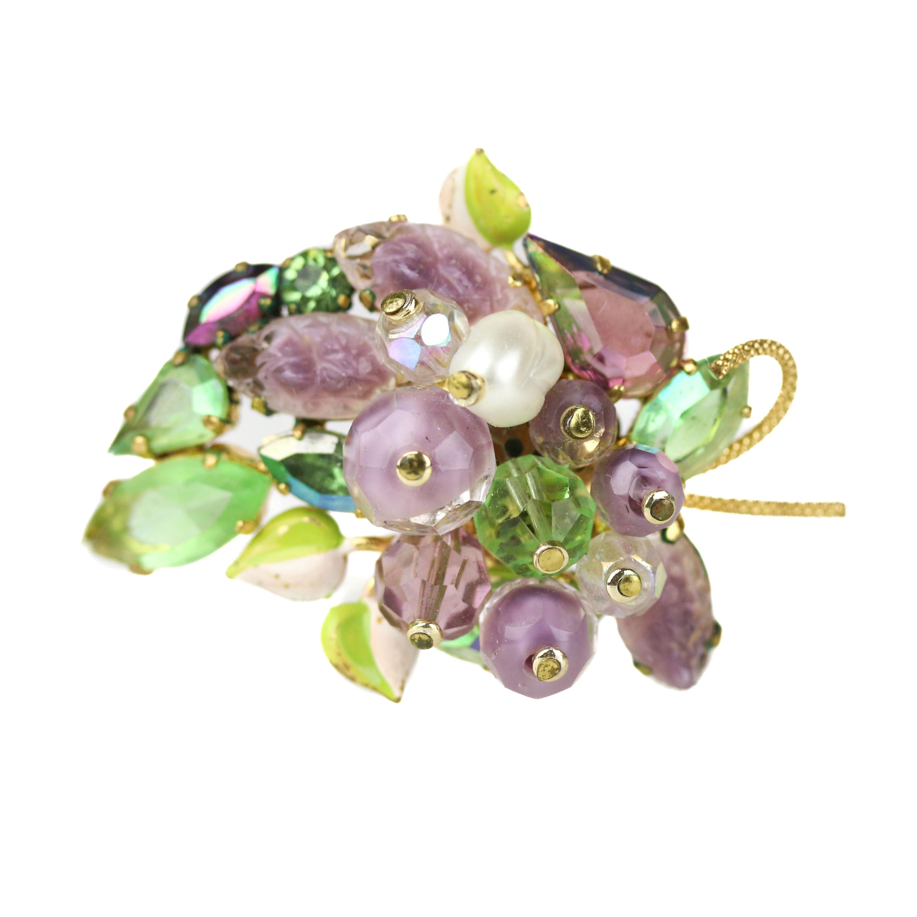 ジェニ様超希少！JULIANAヴィンテージ ブローチ9074 Vintage Juliana Large Rhinestone Brooch Pin Teal AB Black