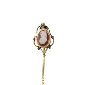 Antique Victorian Gold Filled Hardstone Cameo Stick Pin
