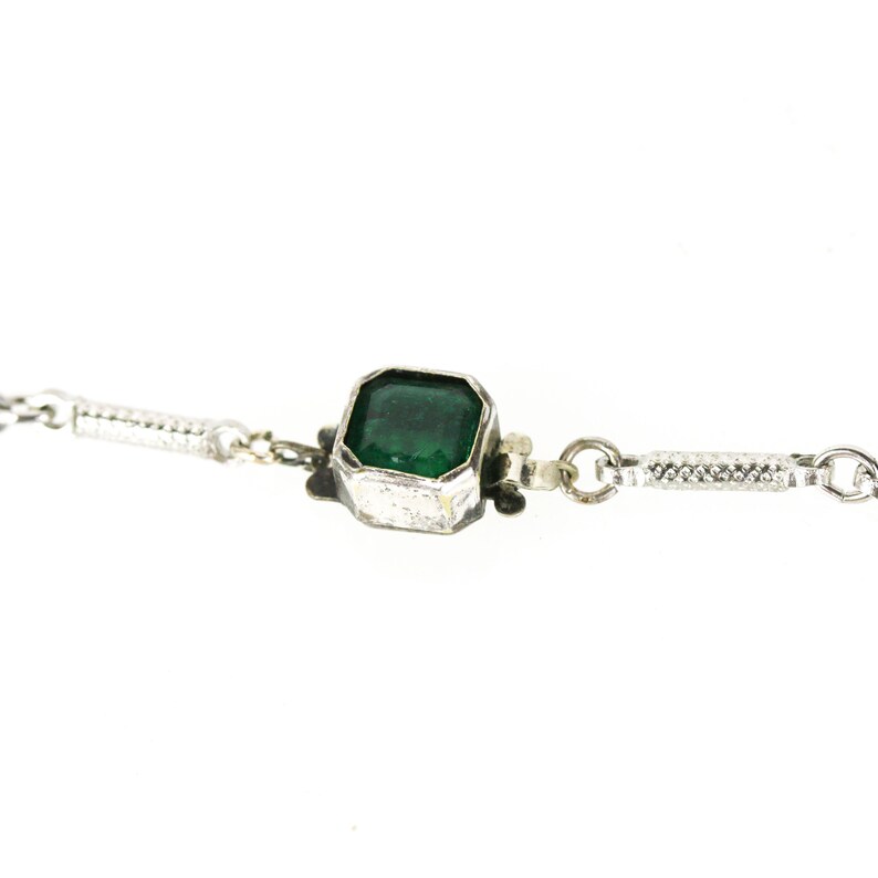 Vintage Art Nouveau Revival Green Glass Necklace image 6
