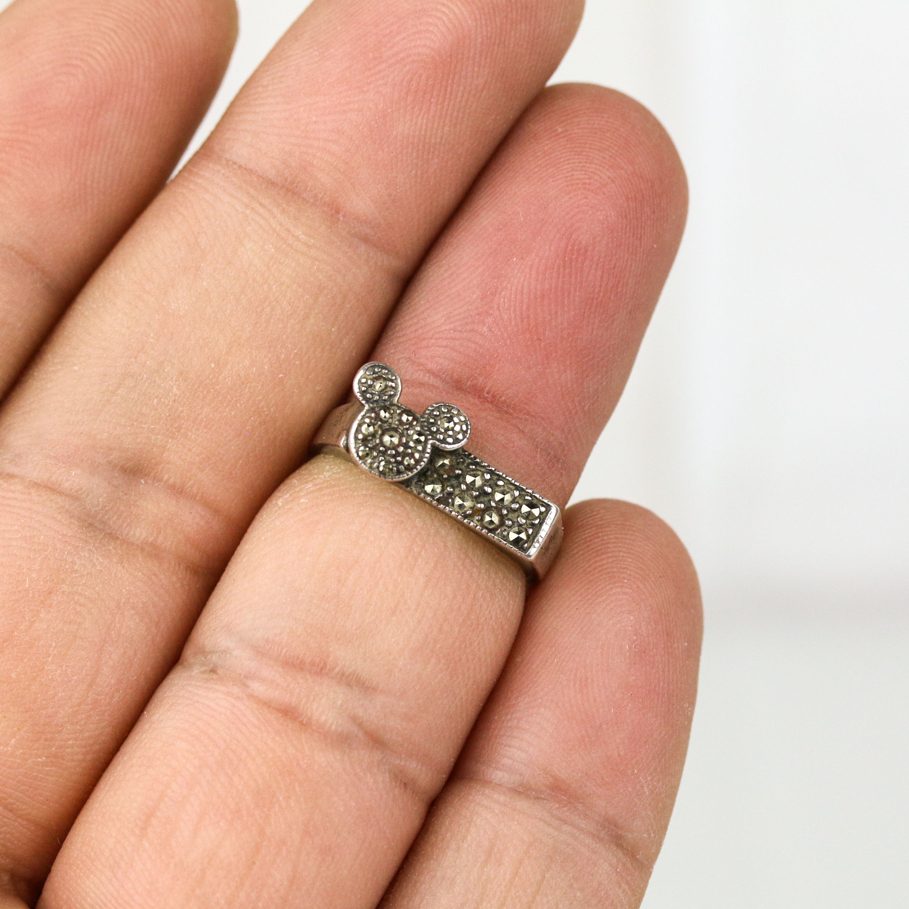 Vintage Sterling Silver Marcasite Judith Jack Disney Mickey Mouse