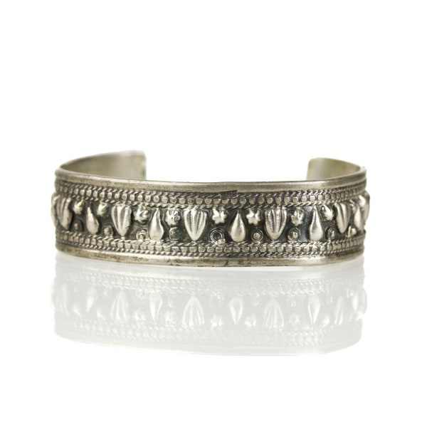 Vintage Egyptian Tribal Design 800 Silver Cuff Bracelet