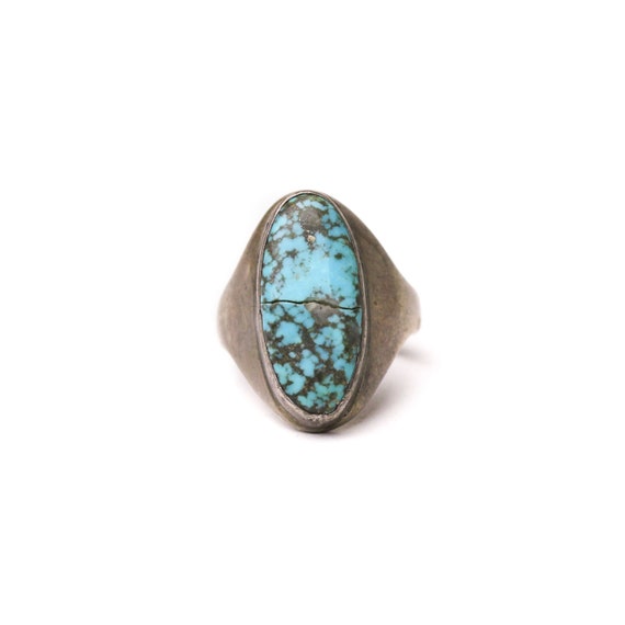 Vintage Navajo Sterling Silver Morenci Turquoise … - image 1