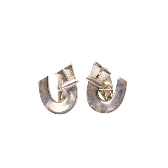 Vintage Sterling Silver Modernist French Clip Ear… - image 1