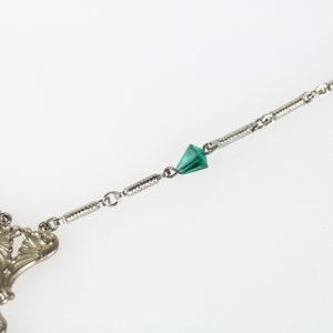Vintage Art Nouveau Revival Green Glass Necklace image 4