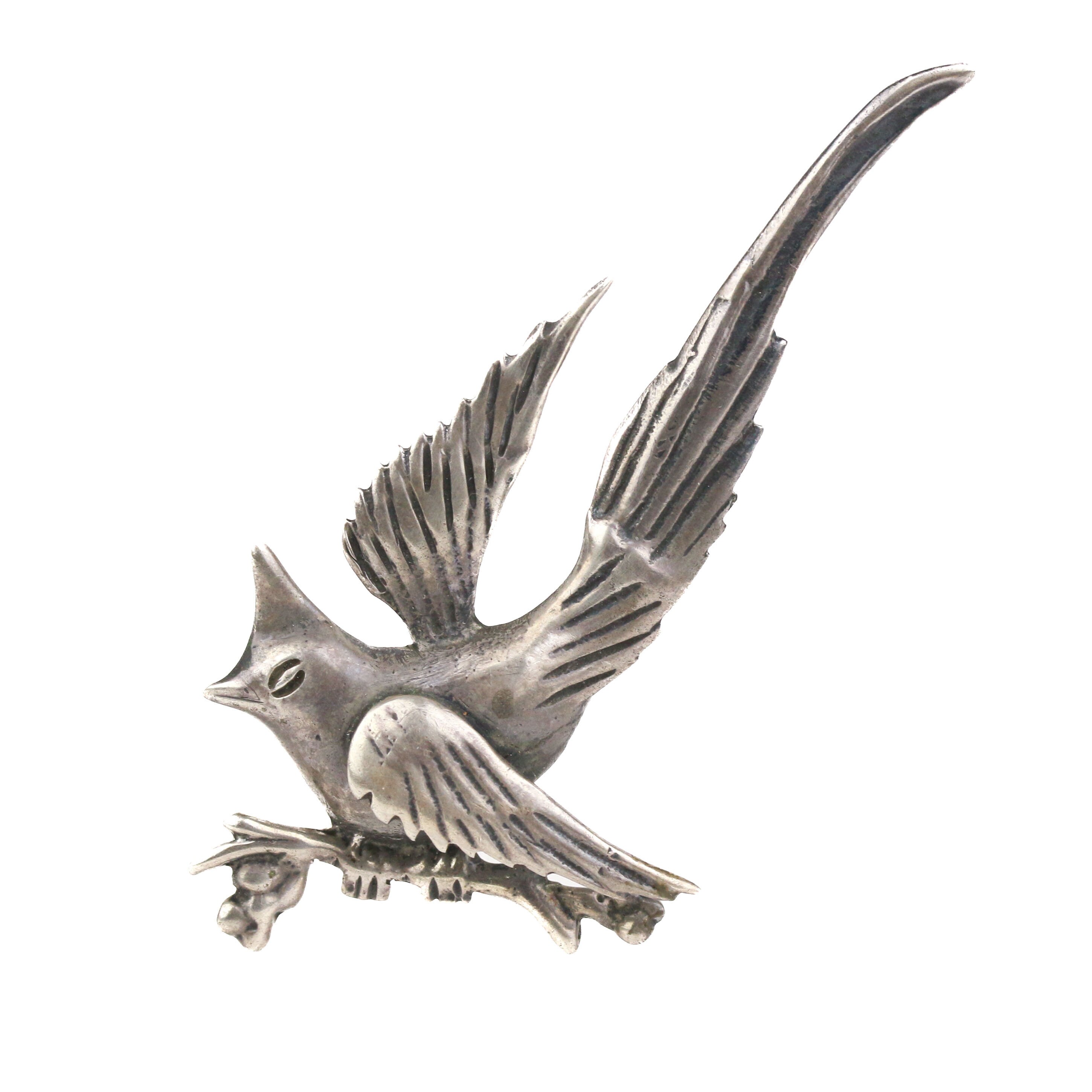 Broche de pájaro de plata de ley de Taxco temprano España