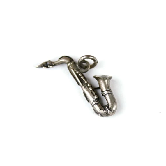 Vintage Sterling Silver Saxophone Bracelet Charm - image 1