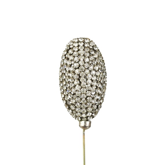 Antique Large Oval Pave Rhinestone Hat Pin - image 1