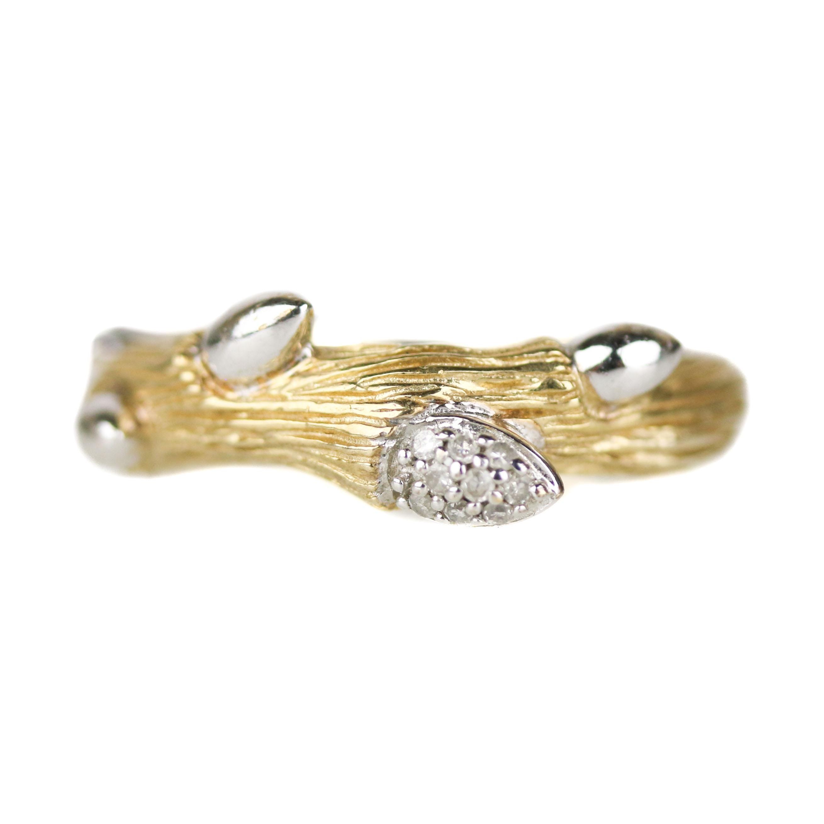 Stephen Dweck Gold Plated Sterling Silver & Diamond Fortuna Branch