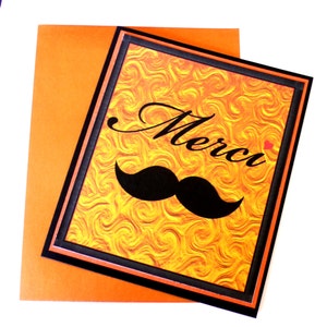 Thank you cards, wedding thank you card, French Card, card Thank you, Merci Card, Card french, Mustache Card, Thank you cards set image 1