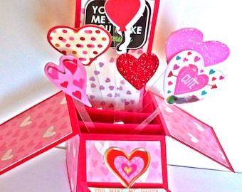 3D pop up Valentine's Day Card, Box Card, Anniversary Card, Girlfriend Birthday card, Birthday card for her, Birthday Card for girlfriend
