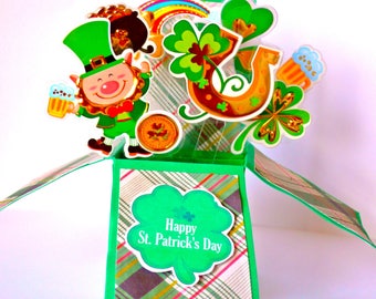 Pop Up St Patrick's Day Cards, St Patricks Day Box Card, St. Patricks Day card, saint patricks day cards, St Pattys Card, 3D st patrick card