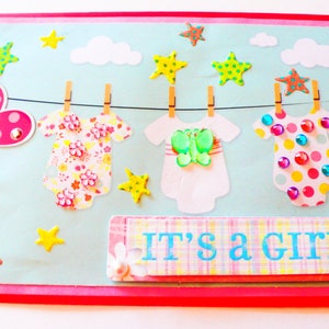Tarjeta de niña, tarjeta de baby shower, tarjetas para bebé recién nacido, tarjetas de baby shower para niña, tarjeta de felicitación para bebé recién nacido, tarjeta de anuncio de bebé