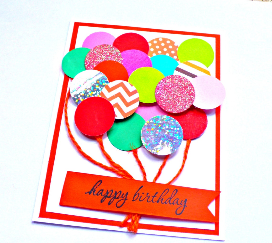 Kids Birthday Card Birthday Card Girl Birthday Balloon Etsy