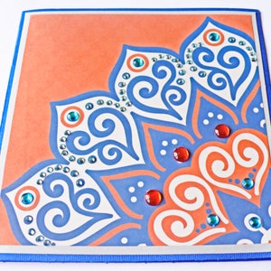 Diwalikaart, verjaardagskaart, Indiase kaart, mandalakaart, grote kaarten, Notecard blanco, Notecard set, handgemaakte verjaardagskaarten, moeder verjaardag