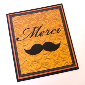 Thank you cards, wedding thank you card, French Card, card Thank you, Merci Card, Card french, Mustache Card, Thank you cards set image 3