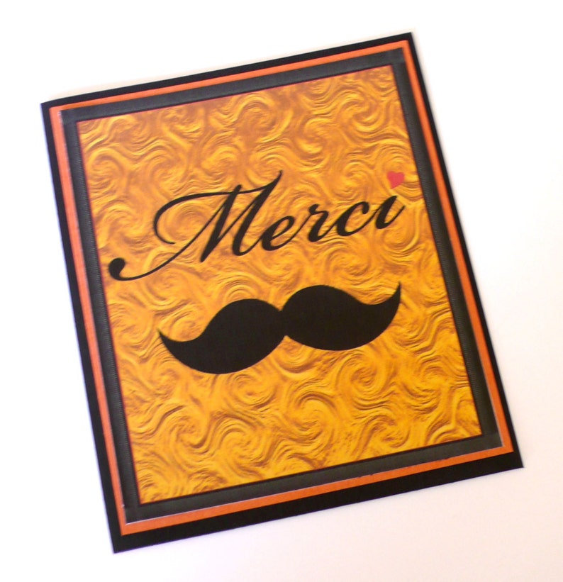 Thank you cards, wedding thank you card, French Card, card Thank you, Merci Card, Card french, Mustache Card, Thank you cards set image 3