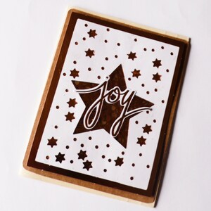 Carte de Noël, carte de Noël scintillante, carte d&#39;étoile de Noël, carte de Noël blanche et cuivre, jeu de cartes de vœux uniques, carte de Noël en boîte