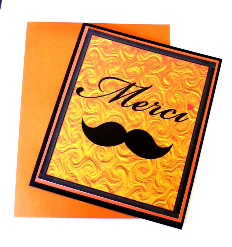Thank you cards, wedding thank you card, French Card, card Thank you, Merci Card, Card french, Mustache Card, Thank you cards set image 1