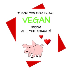 Carte végétalienne, Cartes de remerciement végétaliennes, Carte 1er anniversaire végétalienne, Carte végétarienne, Carte militante pour les animaux, Carte Veganniversary, Carte d’amoureux des animaux