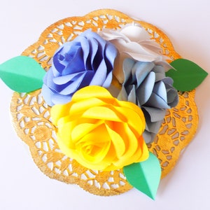 Paper rose, Floral centerpiece, wedding table decoration, Paper flowers, Rosettes, rose floral arrangement, bouquet of flowers, flower bunch