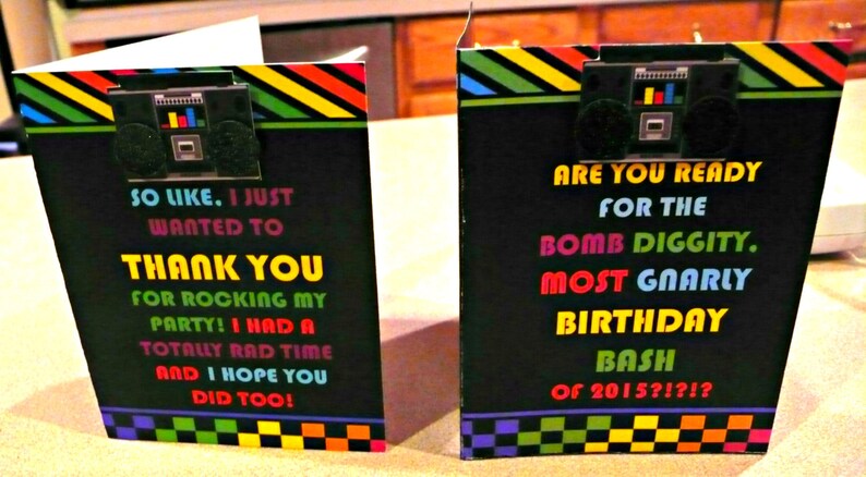 80s Theme Thank You Card 80s Party Thank You Note 80s Theme - Etsy