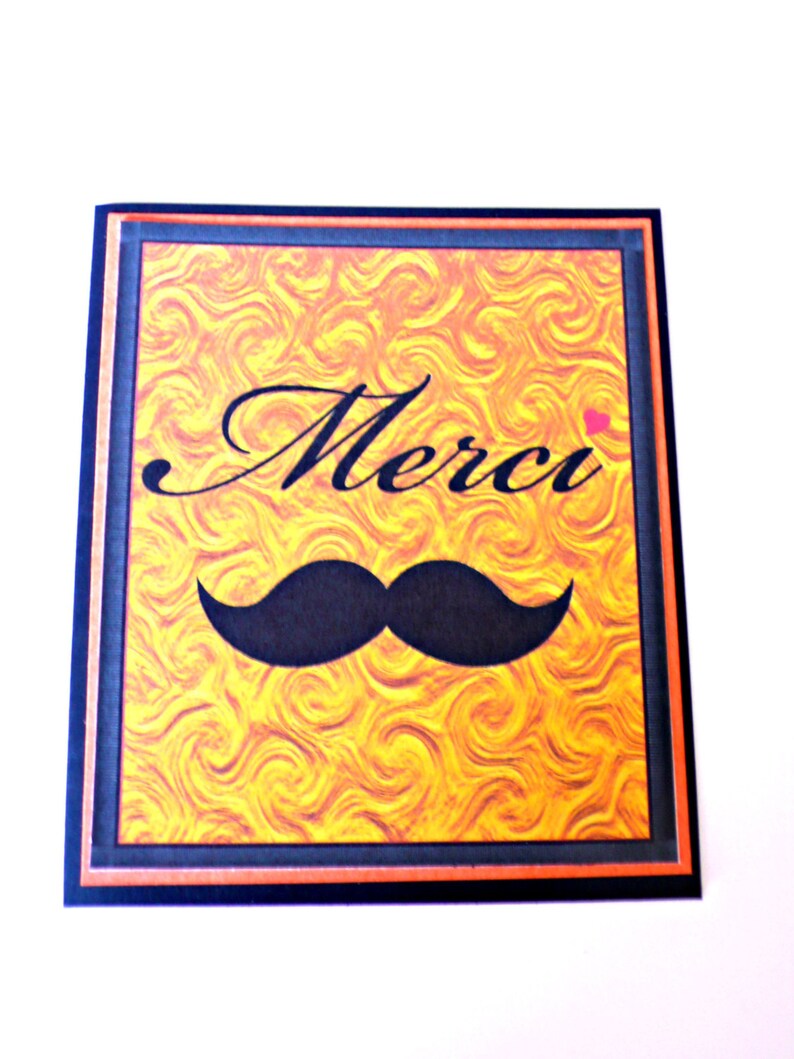 Thank you cards, wedding thank you card, French Card, card Thank you, Merci Card, Card french, Mustache Card, Thank you cards set image 2