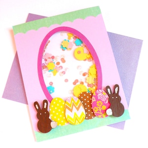 Easter Cards, Shaker Card Easter, Easter Bunny Card, Happy Easter card, Shaker Easter Card, Spring Card, Easter, Easter Chicks Card