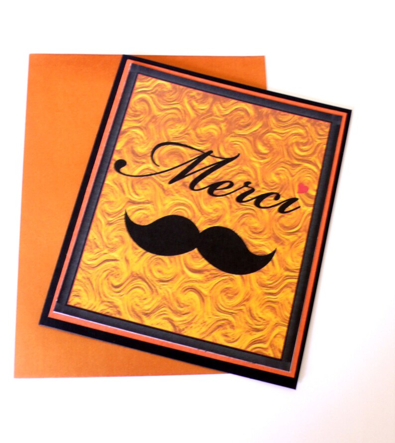 Thank you cards, wedding thank you card, French Card, card Thank you, Merci Card, Card french, Mustache Card, Thank you cards set image 4