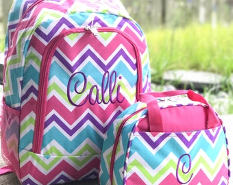 Drawstring Backpack Colorful Chevron Bags