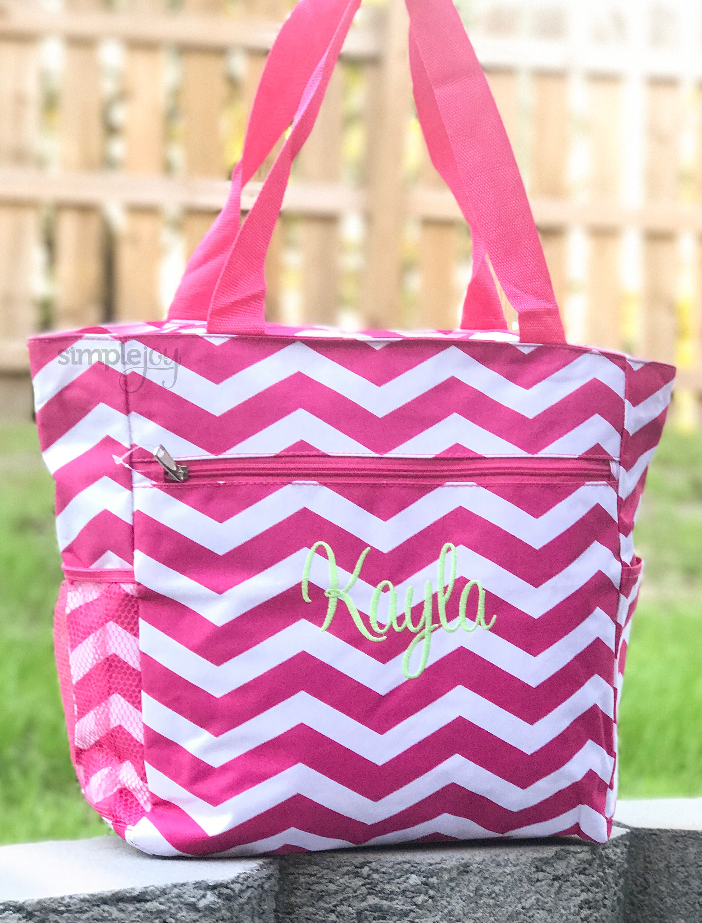Pink Tote Bag Monogrammed Tote Bag Multipurpose Tote Bag | Etsy