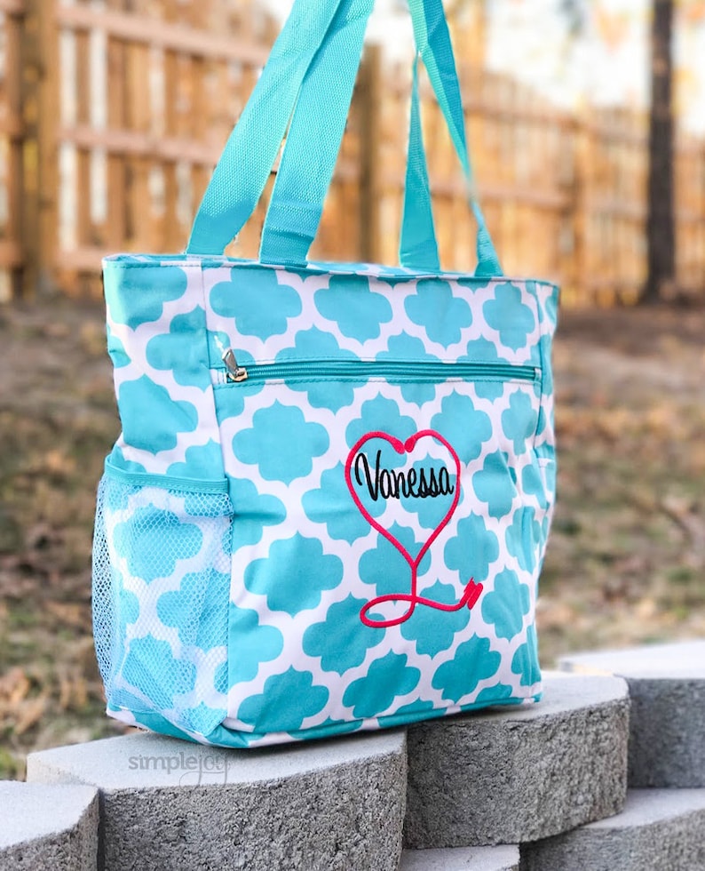 Gray Bag Nurse Bag Nurse Tote Bag Monogrammed Tote Bag Etsy