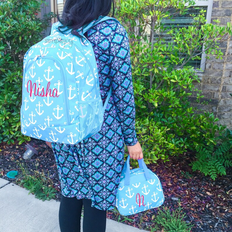 Navy Backpack Anchor Backpack 4 Colors Personalized Backpack Boys Backpack Girl Backpack Anchor LunchBox Kids Backpack Teal Backpack