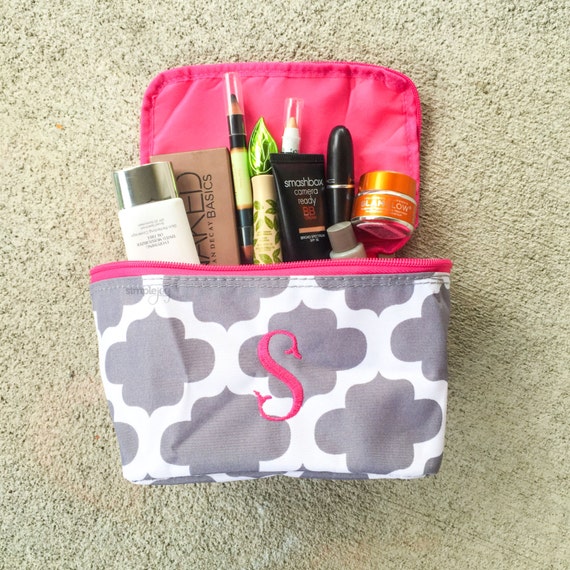 Quatrefoil Makeup Bag Gray Makeup Bag Cosmetic Bag | Etsy