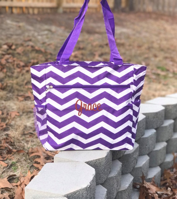 Purple Tote Bag Personalized Tote Bag Purple Canvas Bag Etsy