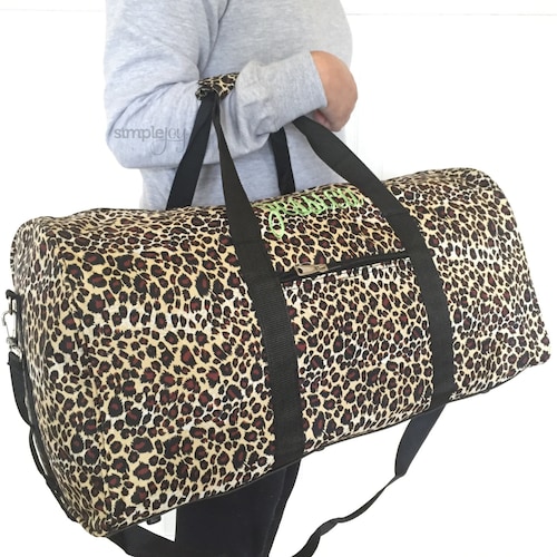 Leopard DUFFLE Bag Monogrammed Duffle Bag Cheetah Overnight Etsy