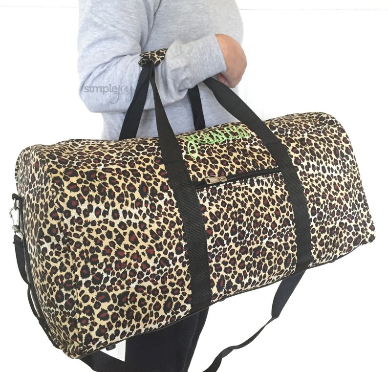 Leopard DUFFLE Bag Monogrammed Duffle Bag Cheetah Overnight Etsy