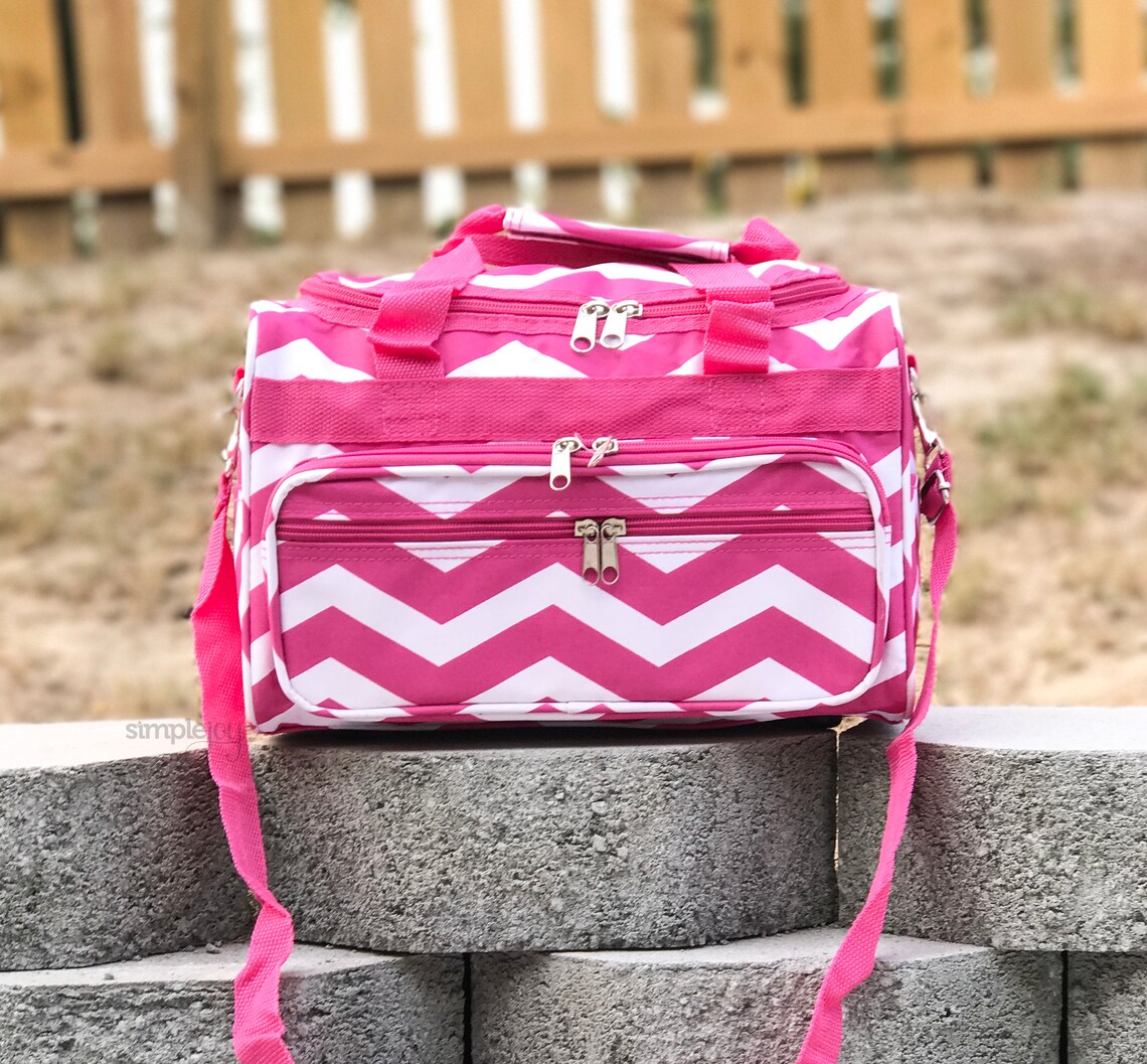 Small Gray Duffle Bag Chevron Gray Duffle Bag Gray Cosmetic Etsy