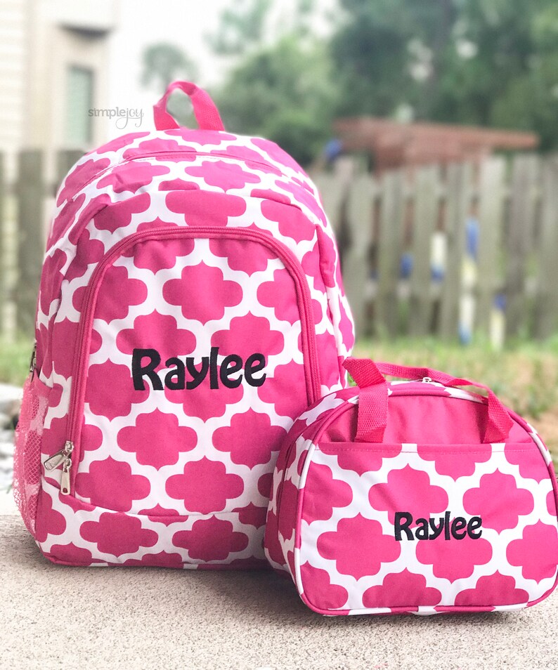 pink and turquoise backpack
