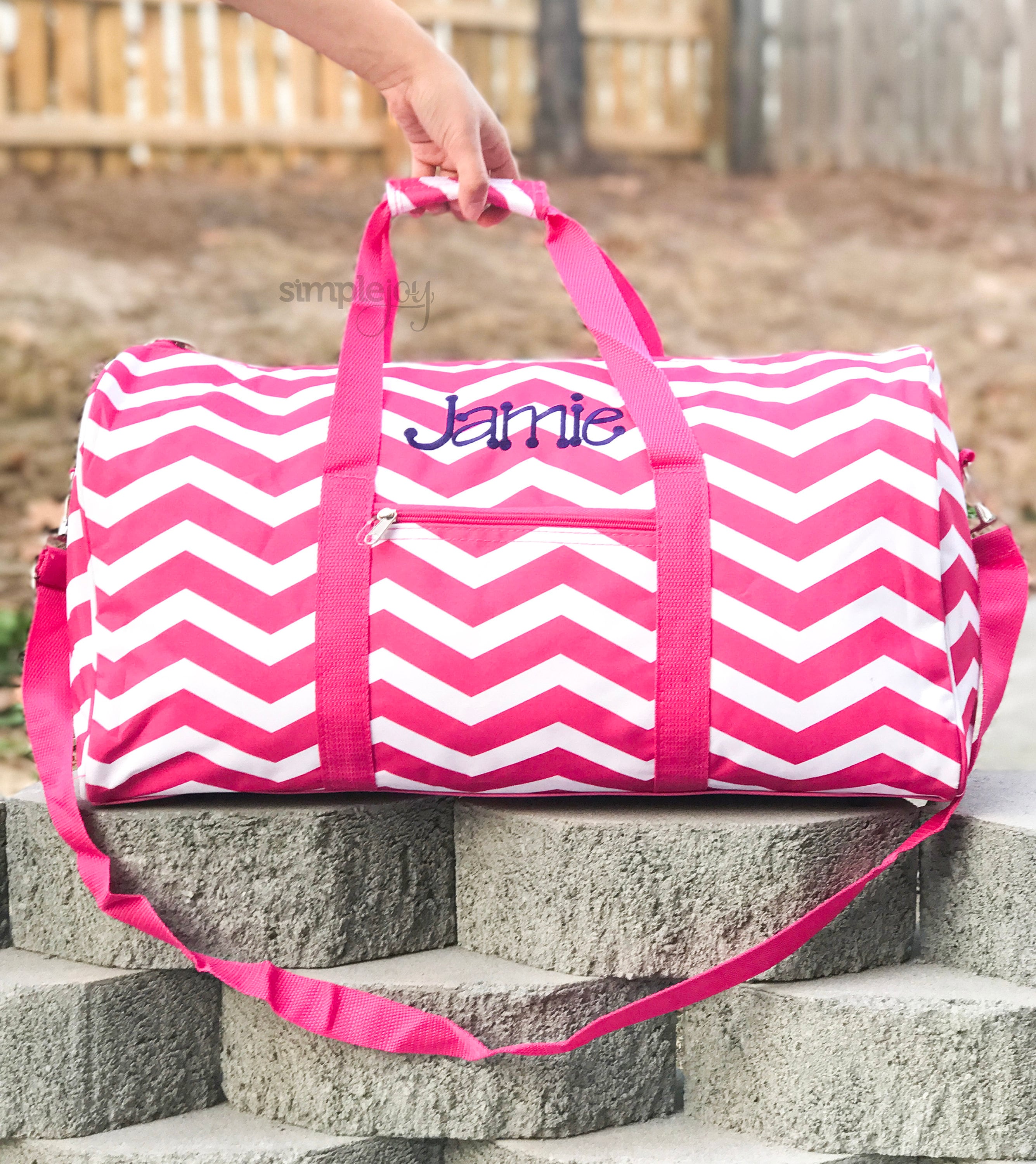 Monogrammed Duffle Bag Gray DUFFLE Bag Chevron Overnight Etsy