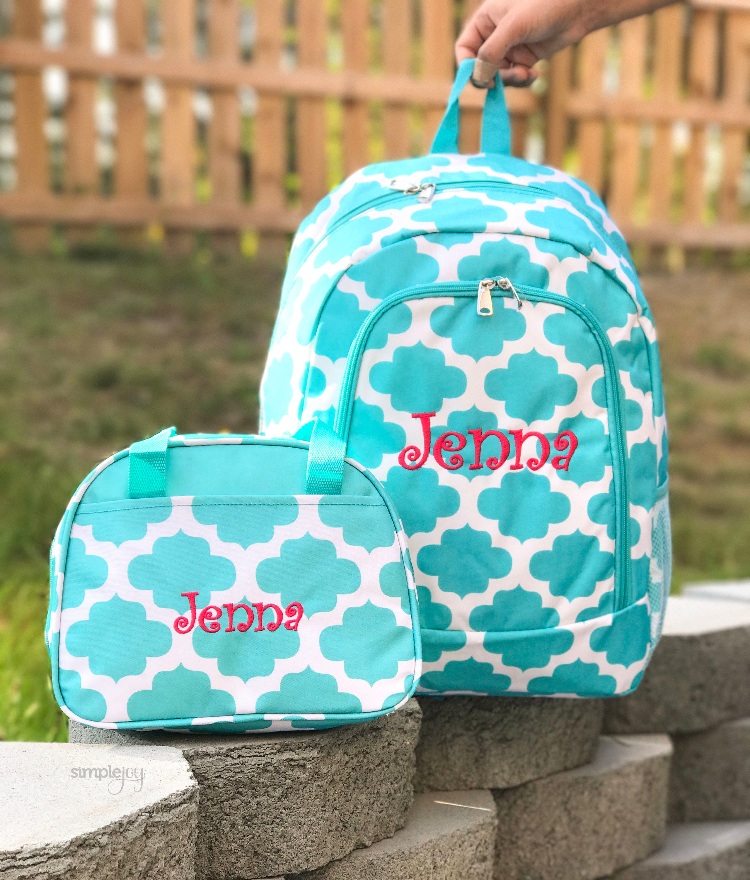 Teal Backpack & LunchBox Quatrefoil Backpack Quatrefoil Etsy