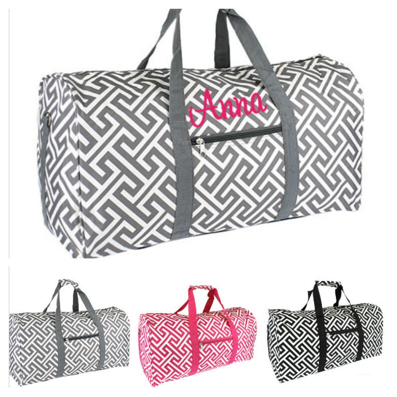 22 Greek Key DUFFLE Bag Gray Duffle Bag Bridesmaids Etsy