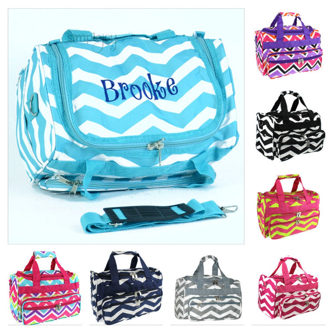 Small Gray Duffle Bag Chevron Gray Duffle Bag Gray Cosmetic Etsy