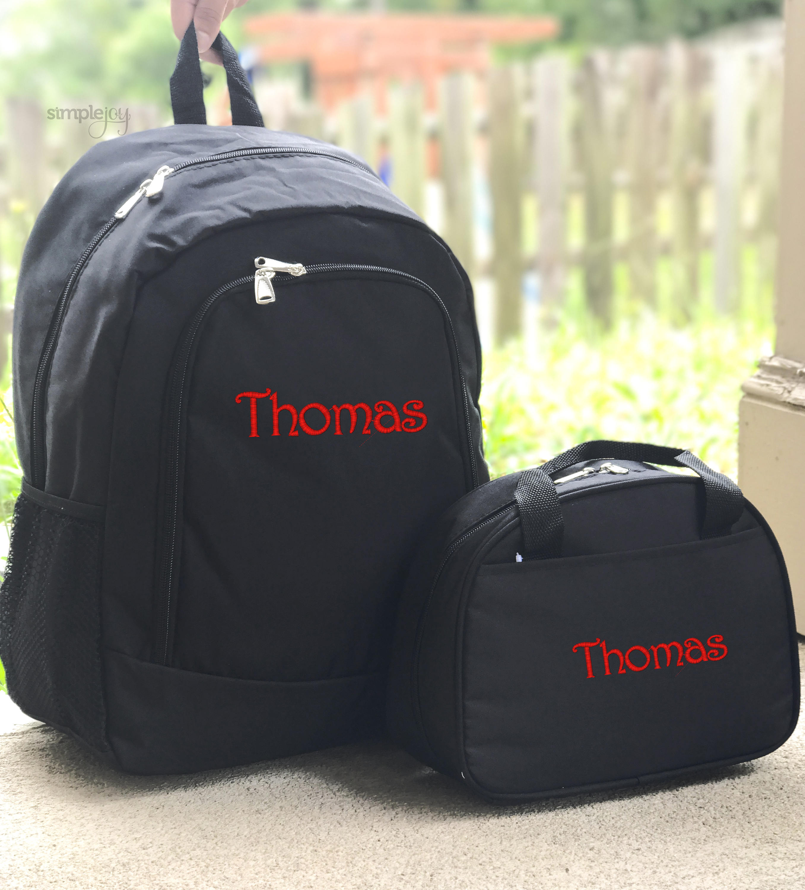 Solid Black Backpack Lunchbox Set Boys Backpack Personalized Etsy