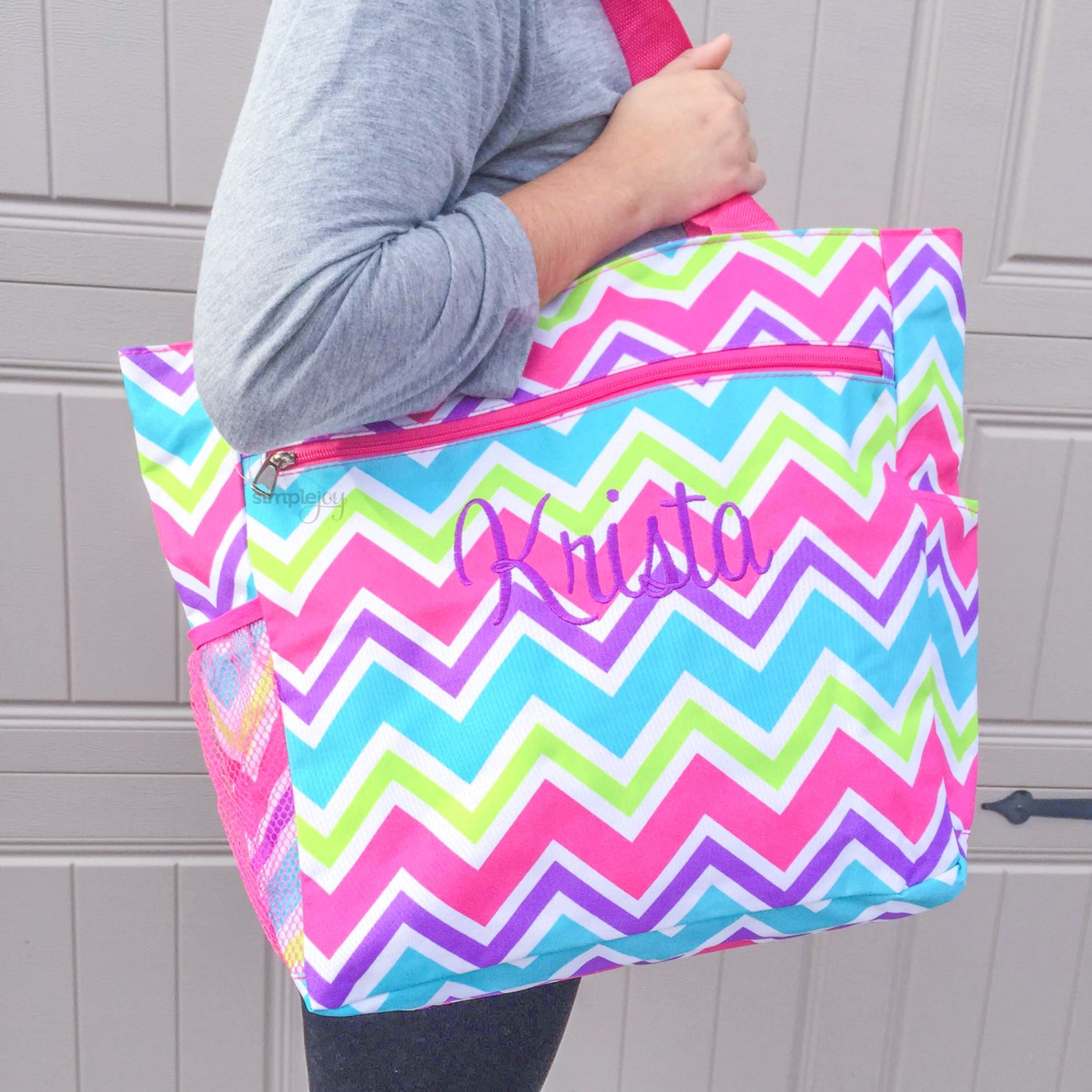 Rainbow DUFFLE Bag Pink Duffle Bag Chevron Luggage Girls Etsy