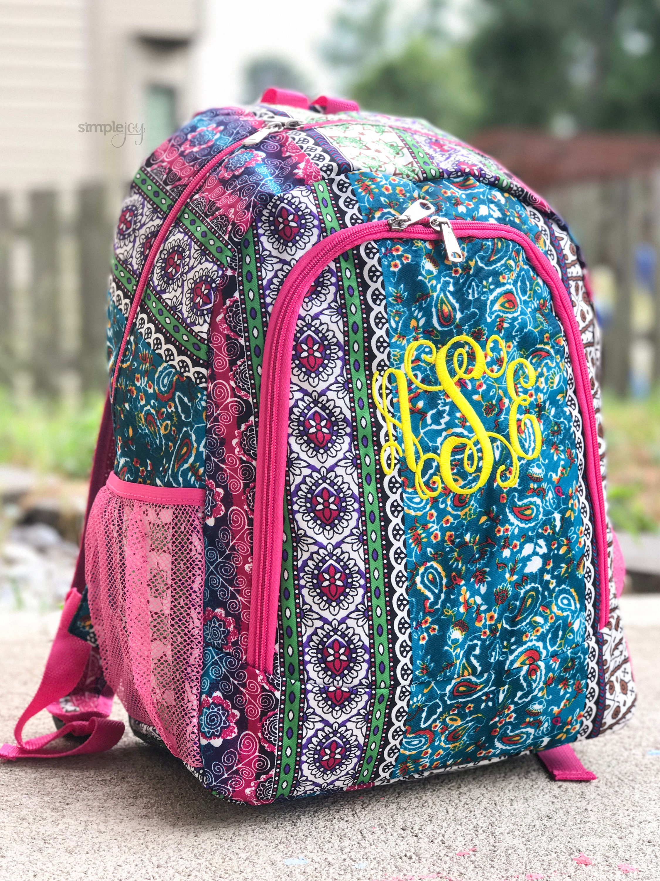 Bohemian Backpack Monogrammed Backpack Pink Backpack | Etsy