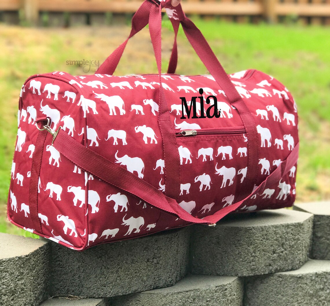 2 Colors 22 Elephant DUFFLE Bag Crimson Duffle Bag Etsy