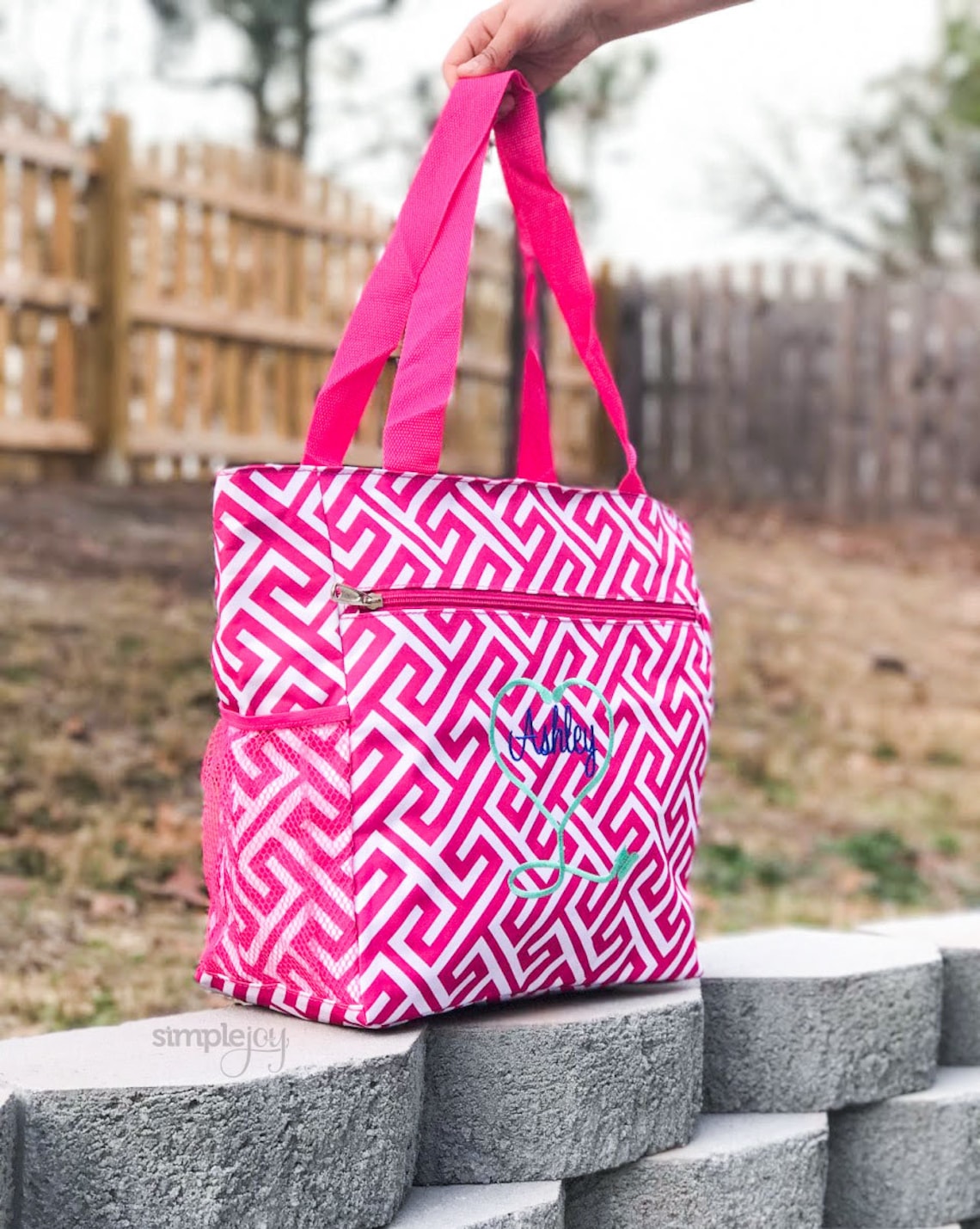 Nurse Bag Gray Bag Nurse Tote Bag Greek Key Bag Navy Tote Etsy