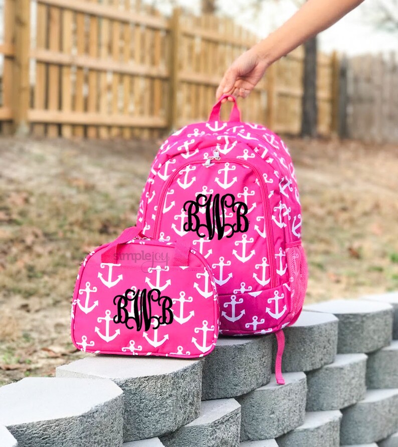 Navy Backpack Anchor Backpack 4 Colors Personalized Backpack Boys Backpack Girl Backpack Anchor LunchBox Kids Backpack Teal Backpack