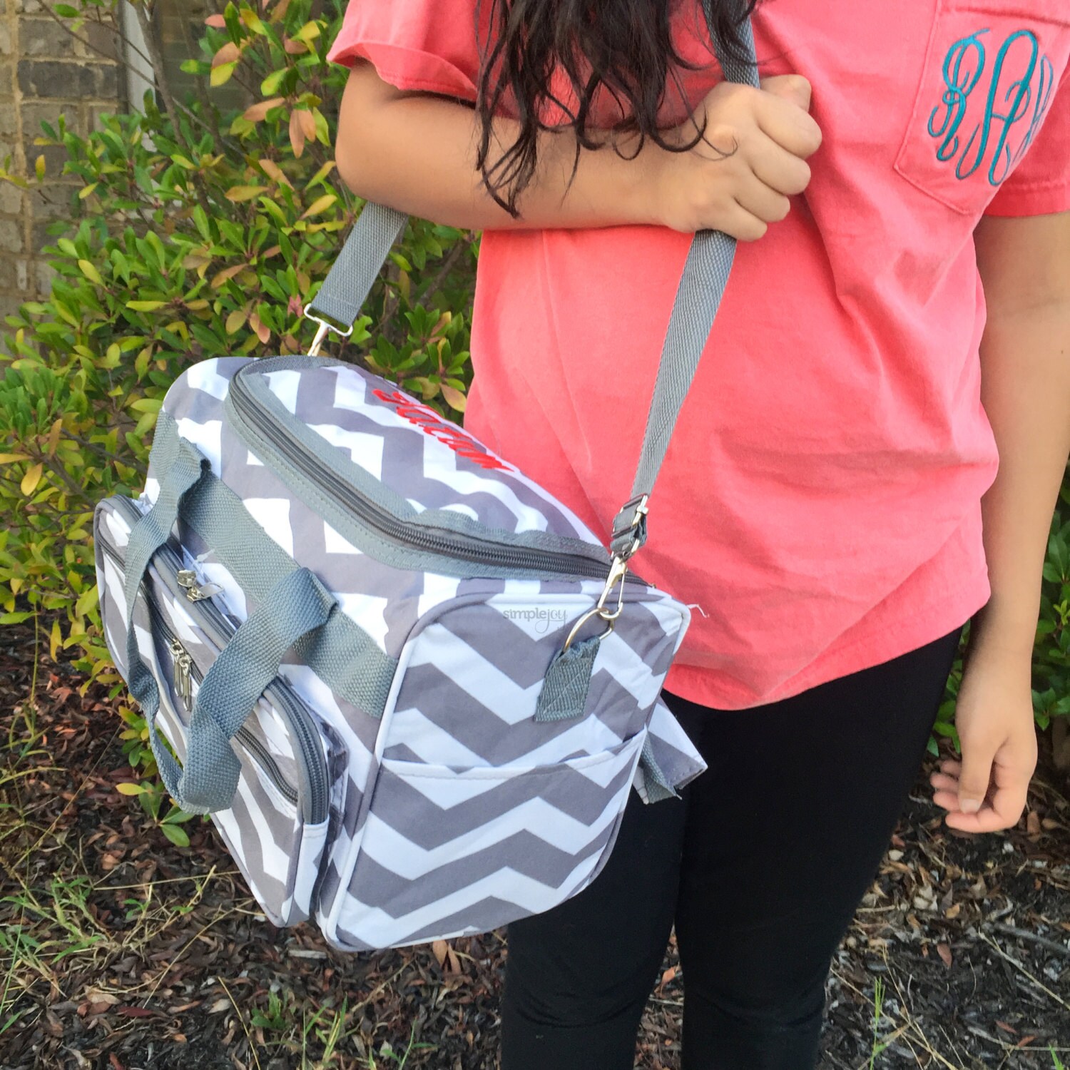 Small Gray Duffle Bag Chevron Gray Duffle Bag Gray Cosmetic Etsy